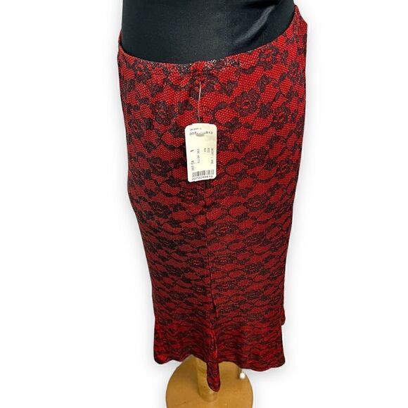 Forever 21 red black metallic flounce skirt sz L NWT vintage y2k goth - Picture 8 of 11